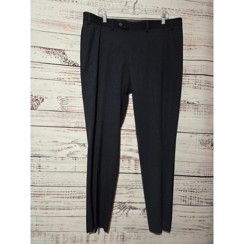 Chaps Mens Navy Blue Stretch Dress Pants Flat Front Trousers 38W x 30L